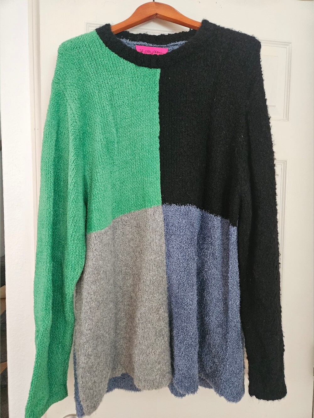 Nwt Unisex The Elder Statesman Colorblock Sweater Green/Black/Gray/Blue. XL